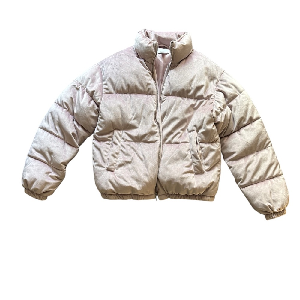 Women's Light Purple Velvet Puffer Jacket